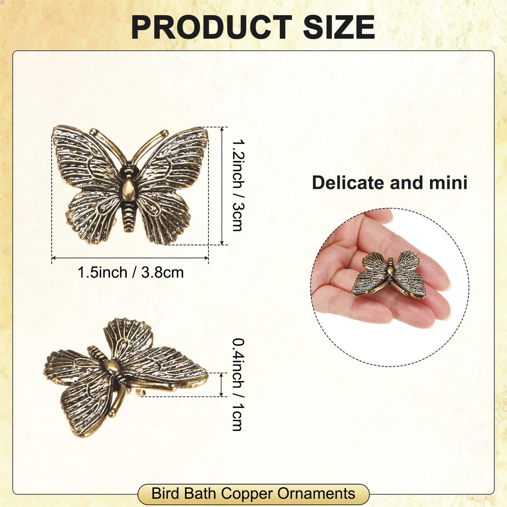 3-Pack Bird Bath Copper Disk, Mini Bird Bath Copper Ornaments [Butterfly]
