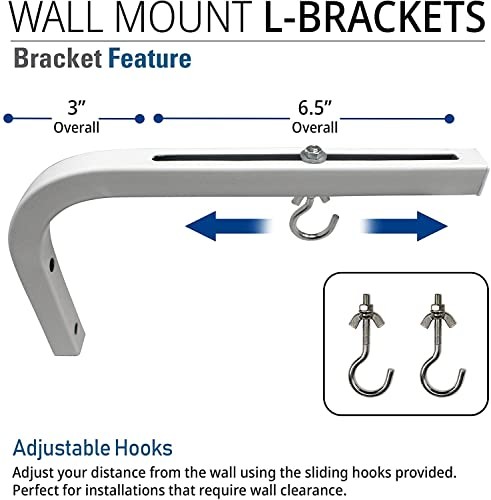 10 Inch Universal Projector Screen L-Bracket Wall Mount Kit, Adjustable White