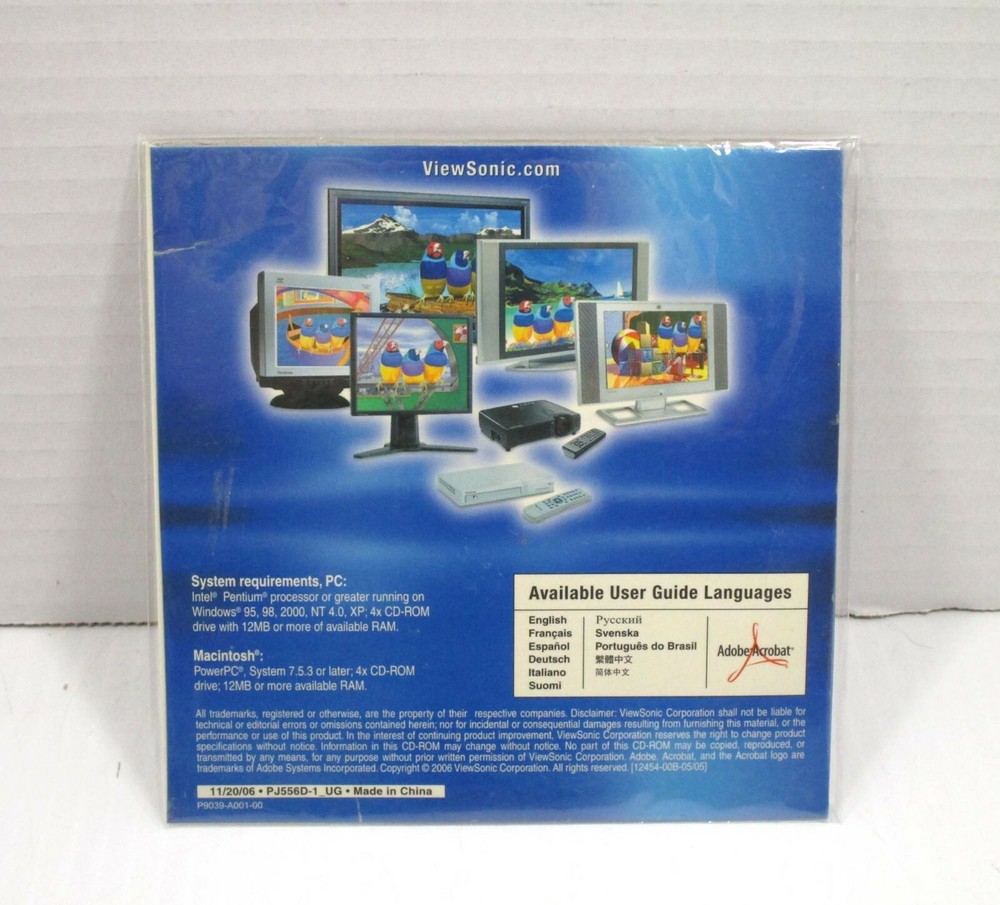 VIEWSONIC PJ556D Projector User guide and Installation Software CD