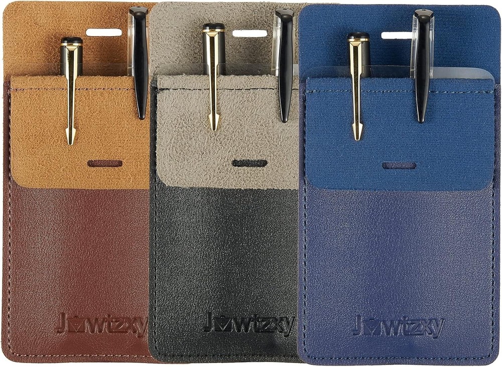 Pocket Protector, 3 Pcs Leather Pen Holder Organizer Pouch for Black