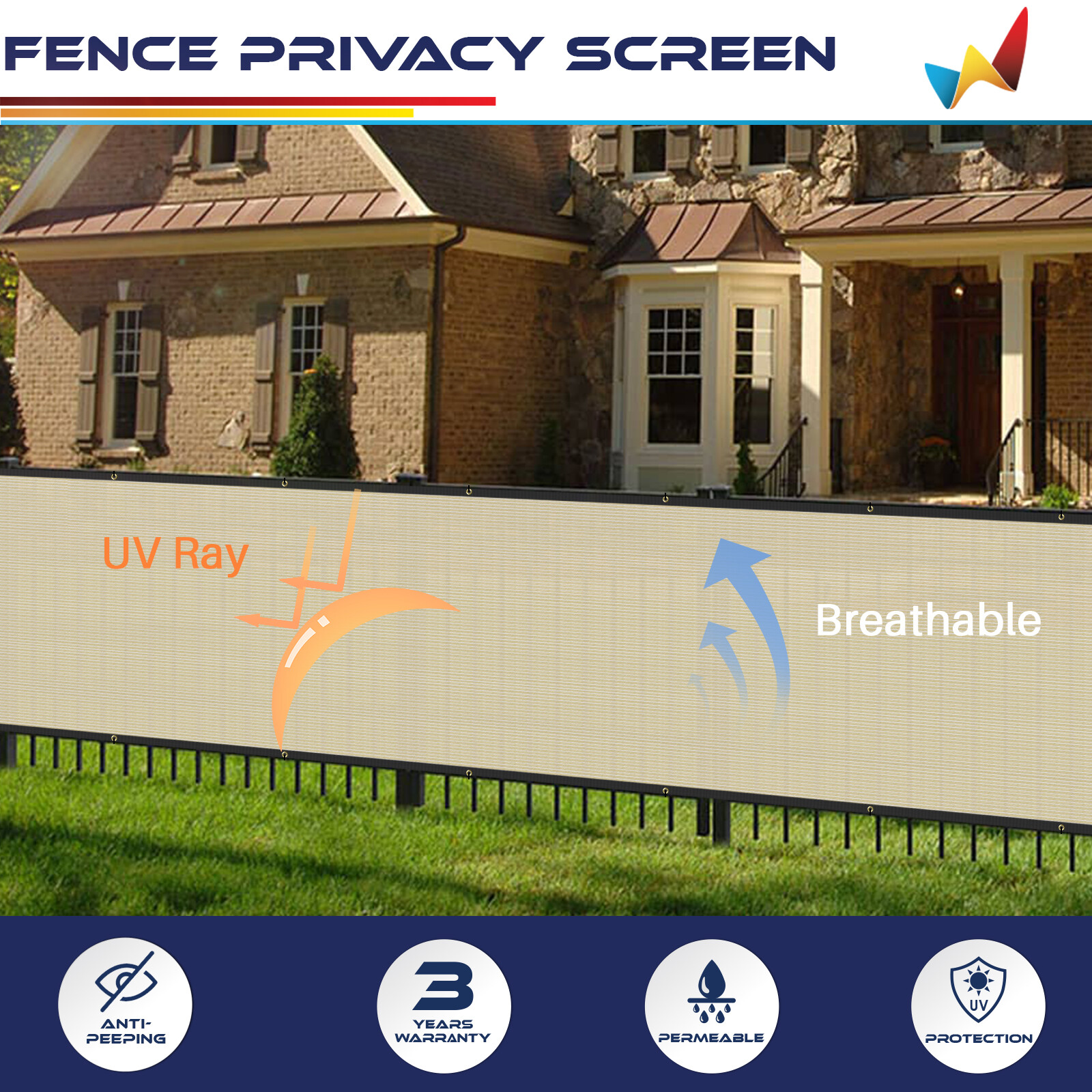 4' 5' 6' 8' Tall Privacy Fence Screen Beige Windscreen Yard Shade Mesh Cover