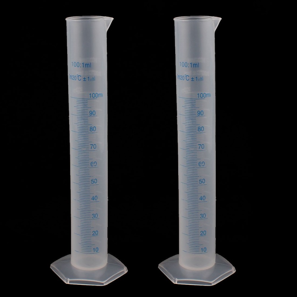 2Pcs 100mL Laboratory Solution Liquid Measurement Graduated Cylinder 24cm Height