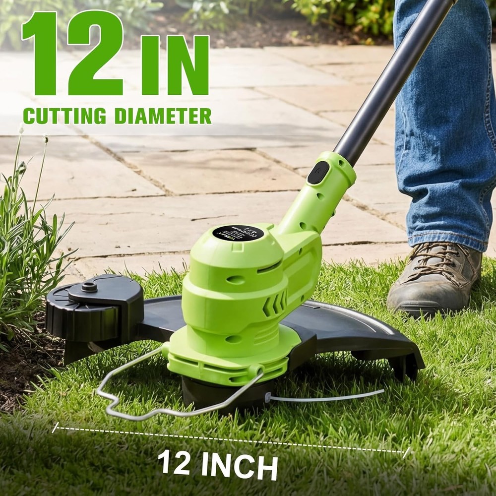 21V Battery Weed Eater & String Trimmer with Wheeled Edger