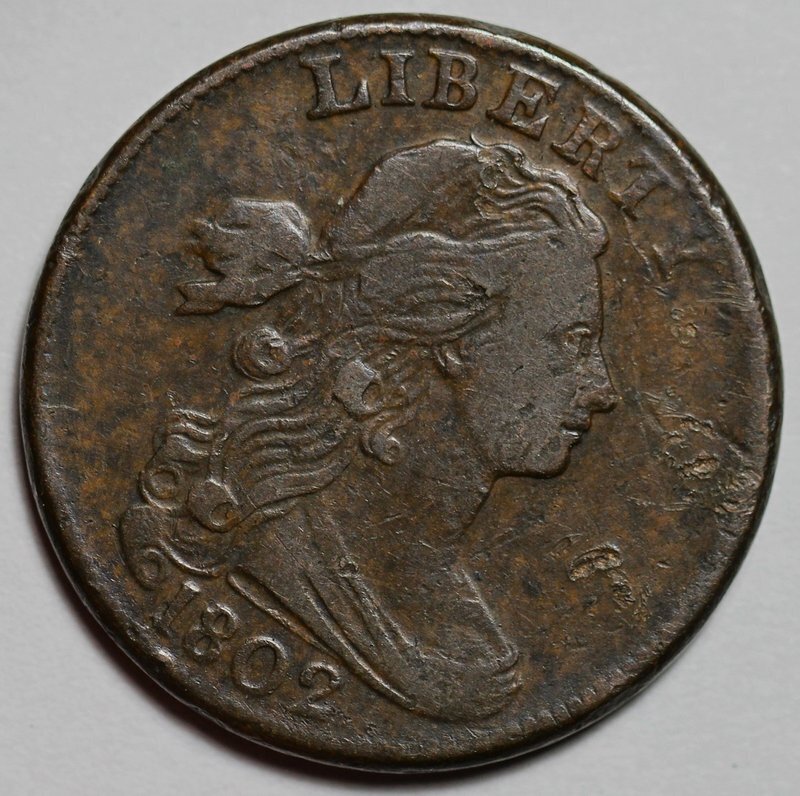1802 Draped Bust Large Cent - Stemless - Digs - US 1c Copper Coin