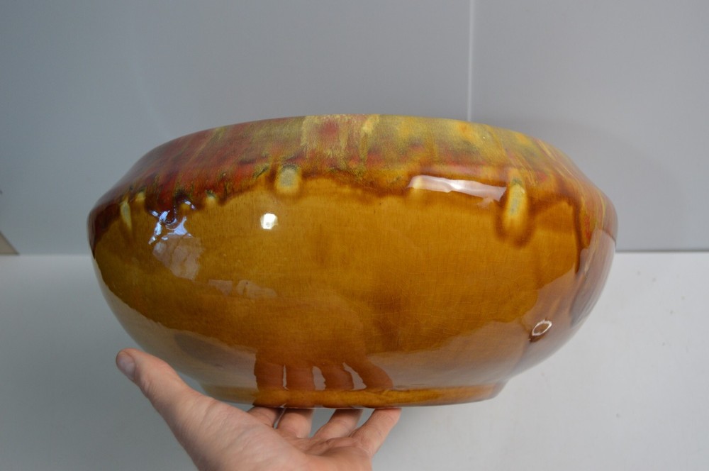 Vintage Extra Large Dripware Ceramic Pot Planter Ceramic Glazed Retro Chic