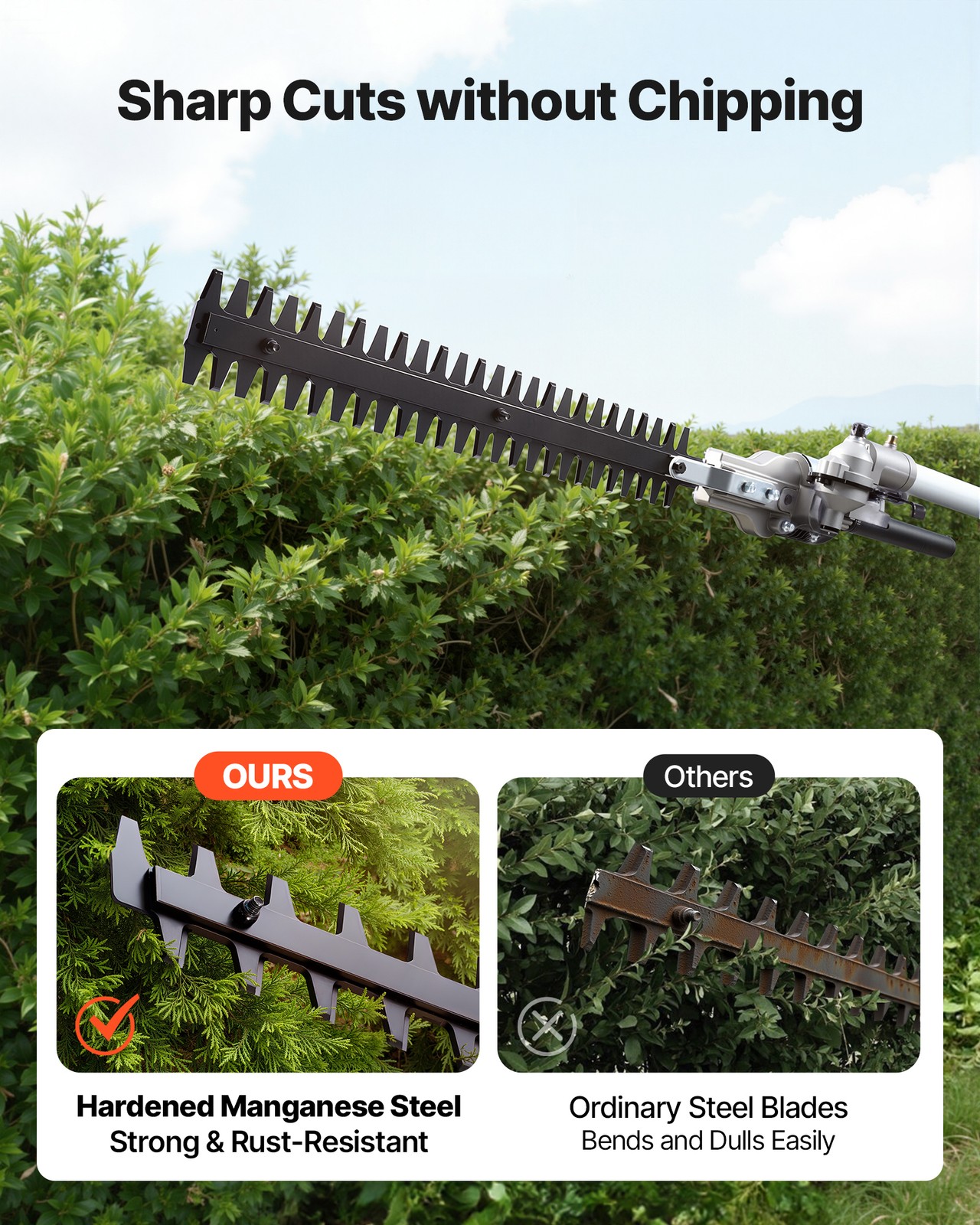VEVOR 4-in-1 Gas Hedge Trimmer 2 Cycle 26cc Gas Powered Handheld Hedge Trimmer