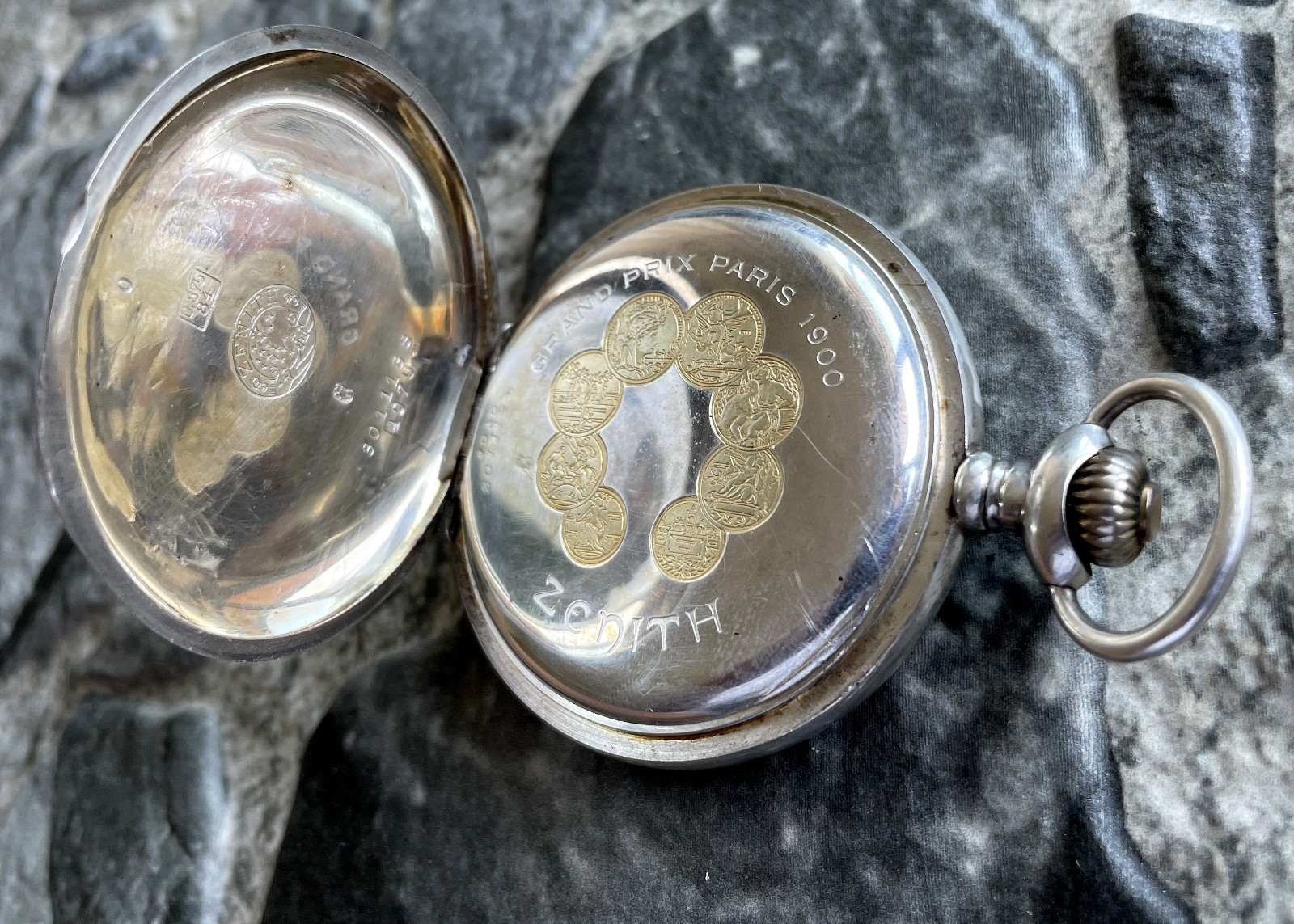 ✩ Antique ZENITH [ Silver 84 / 0.875 ] old pocket watch