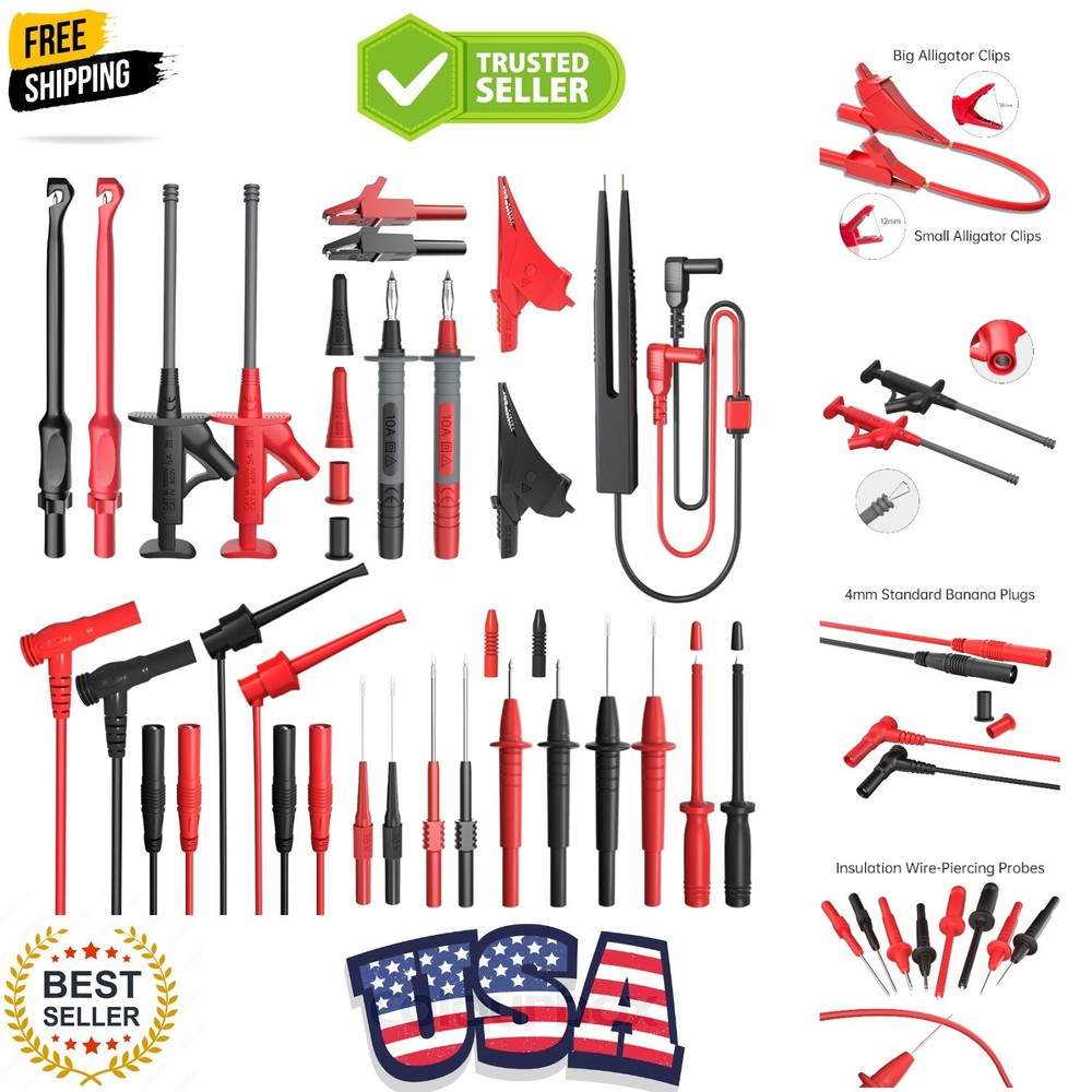 25PCS Silicone Multimeter  Leads Kit with Replaceable Wire Piercing Probes Se...