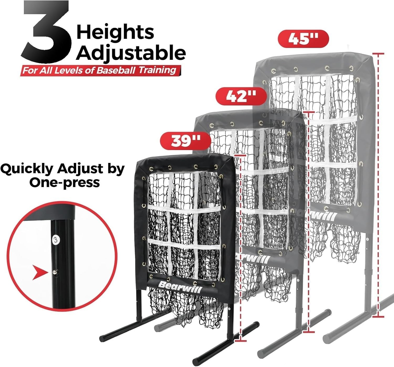 Pitching Net, 9 Hole Pitching Net with Strike Zone, Adjustable Baseball Softb...