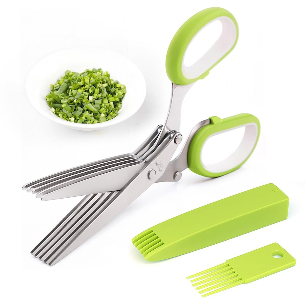 Multipurpose Kitchen Shears for Cutting and Stripping Herb Scissors Green