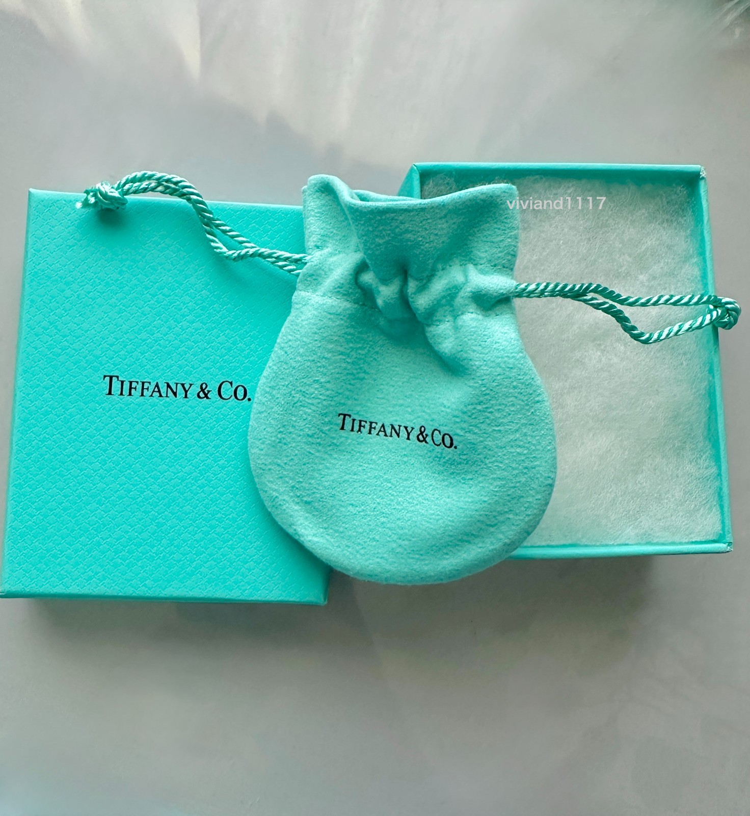 Tiffany & Co Empty 3.75" x 3" x 1.5" Blue Gift Box/Travel Pouch 2pc set
