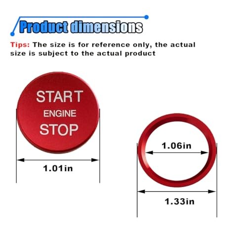 Car Engine Button Cover, Car One-Button Start Stop Push Button Decoration Red