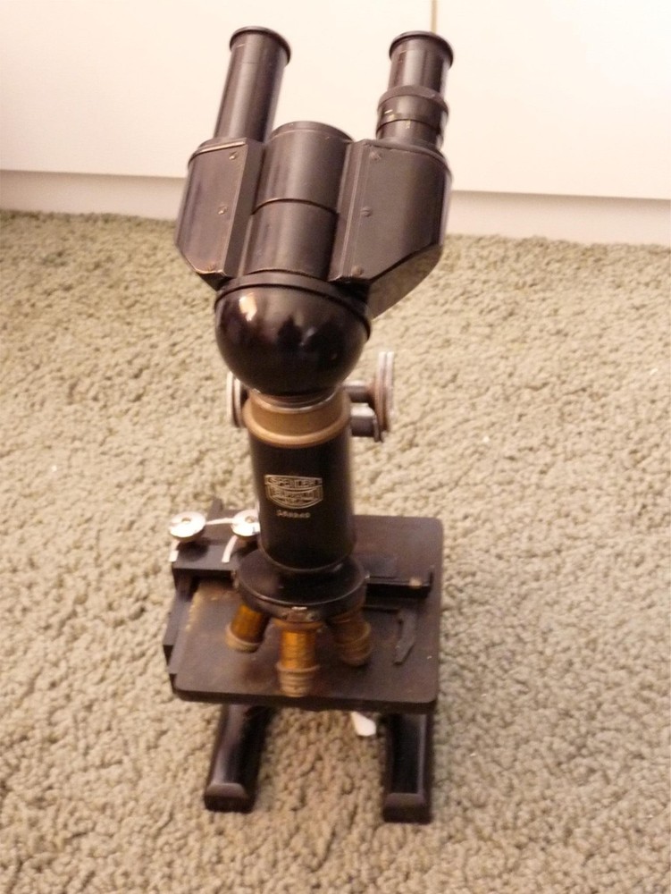 SPENCER BINOCULAR MICROSCOPE & LENSES & CASE 885