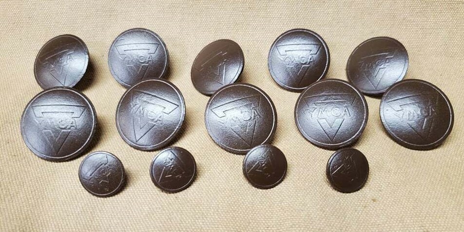 Repro WWI Y.M.C.A. Overcoat Button Set (Brown Finish)