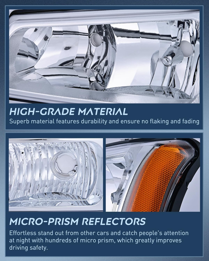 Headlight Assembly Set for Chevy Silverado 2003-2006 Pair