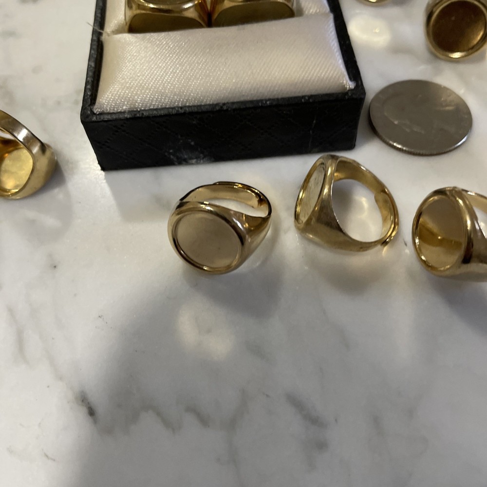 12 VTG Gold Over Brass Adjustable Ring Settings