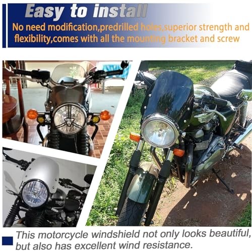 Black Smoke Motorcycle T100 T120 Flyscreen Windshield Windscreen Front Fairing