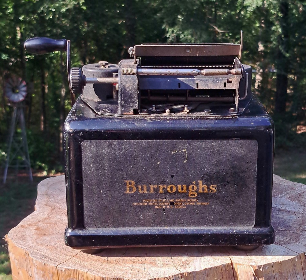 Earlier Burroughs 1920s 1930s 7 Column Adding Machine Good Used Condition