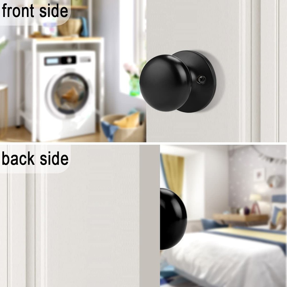 Probrico Dummy Door Knob Matte Black, One Side Black Knobs 1 Pack,