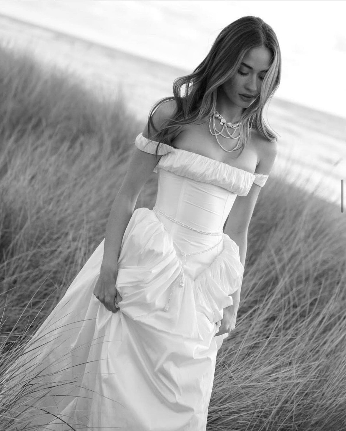 Off-the-Shoulder Taffeta Wedding Dress: Handmade Minimalist Bridal Gown