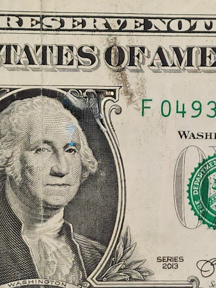 ERROR INK SMEAR 2013 $1 NOTE