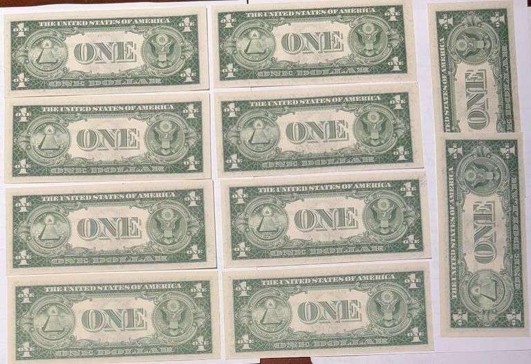 10 Consecutive CU $1 Star 1935 E Silver Certificates