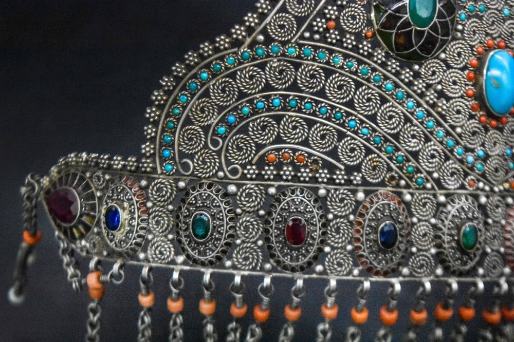 Exquisite Bukhara Persian Solid Silver Tiara with Stone work Islamic Eastern