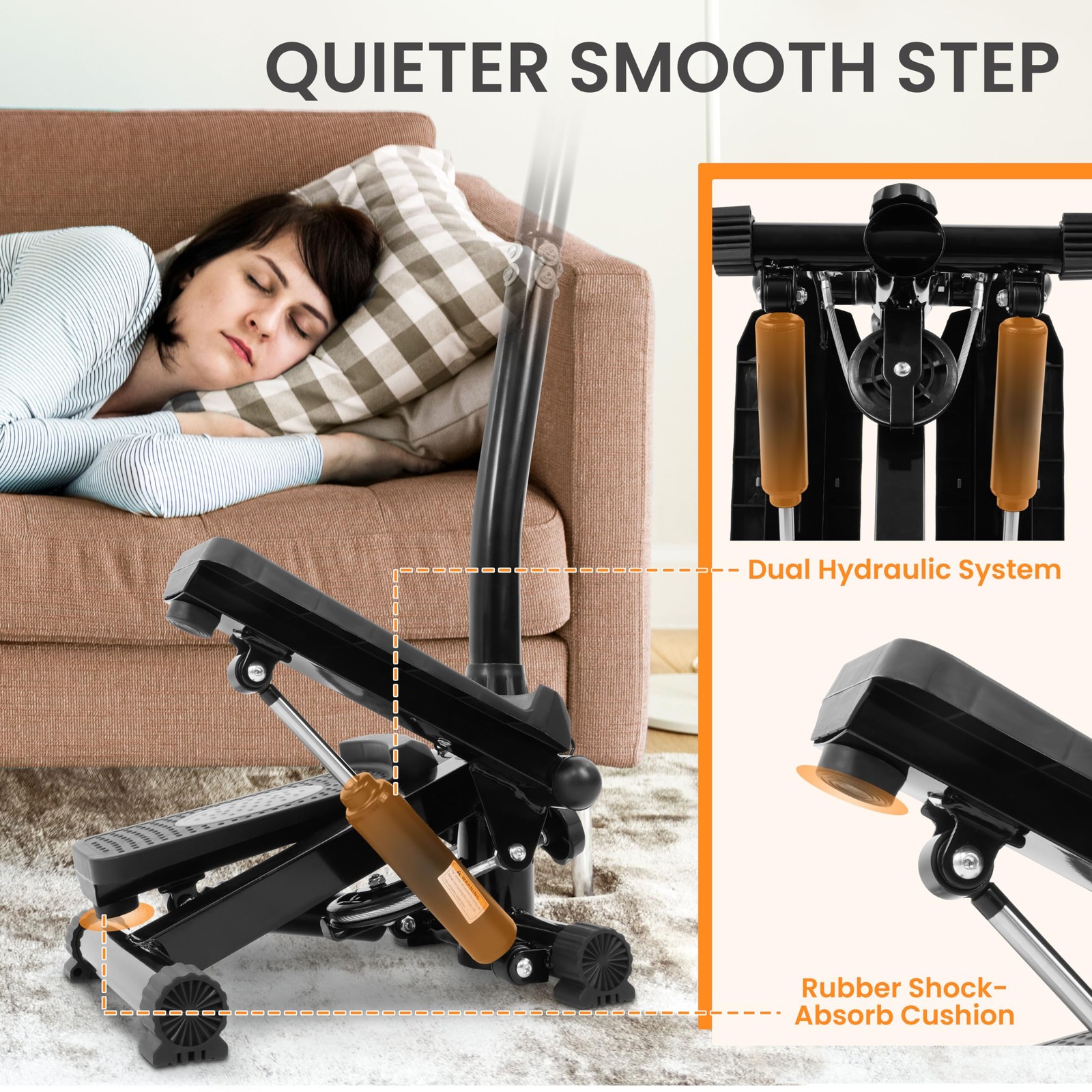 Mini Steppers for Exercise with Handlebar, Stair Steeper with Resistance Band...