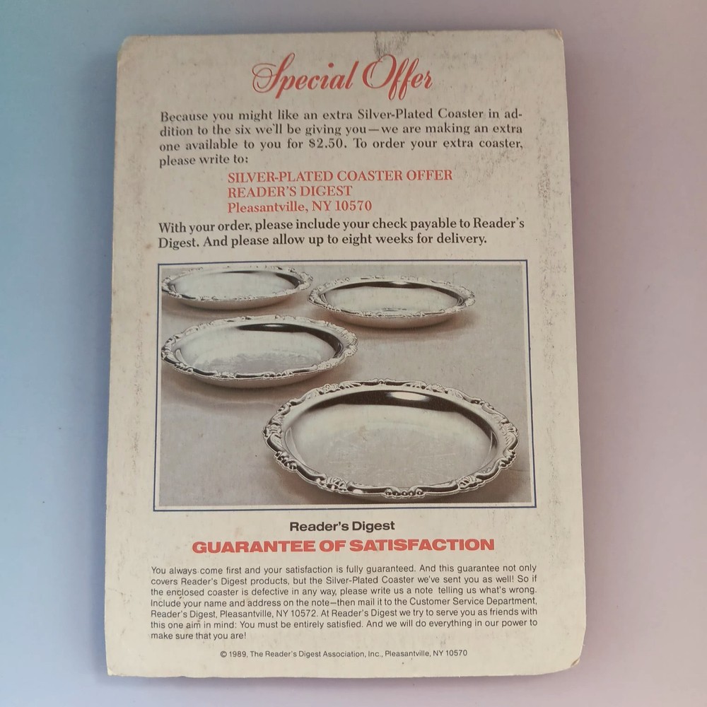 3 Readers Digest Exclusive Silver Plated Coasters 1988 Made in Italy Sealed