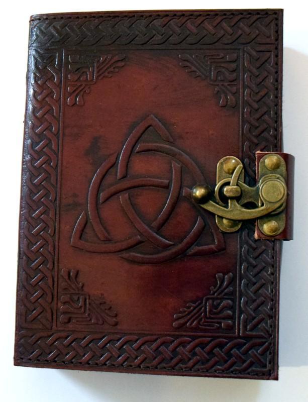 Triquetra Pattern Leather Bound Book of Shadows or Journal!