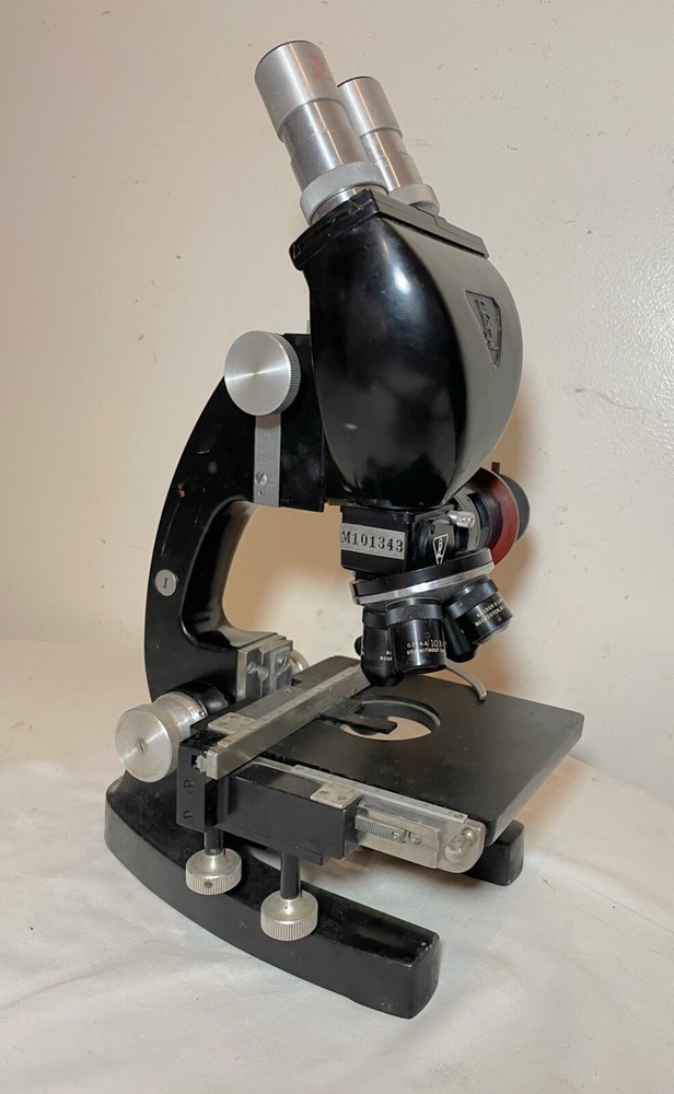 vintage original Bausch & lomb August Waeldon balplan binocular iron microscope