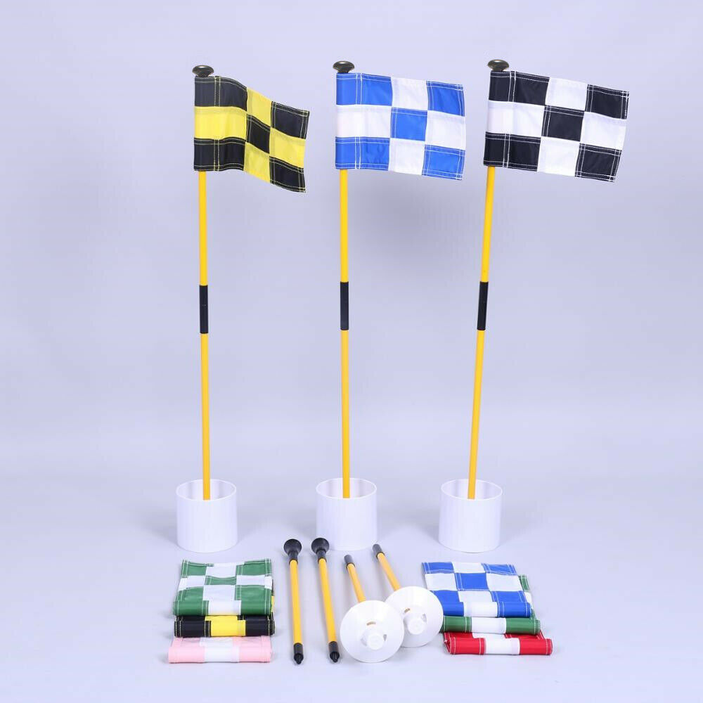 Golf Flagstick Putting Green Golf Pin Flags Hole Cup Set for Yard