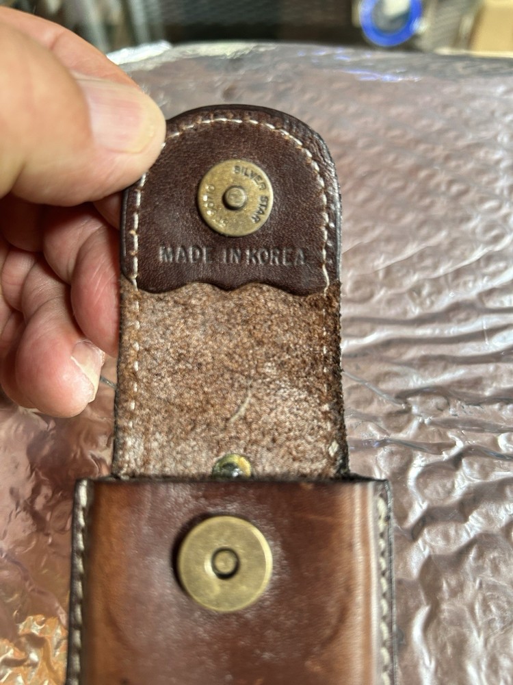 Leather Camel Cigarette Pouch With Zippo 04 Solid Brass Lighter