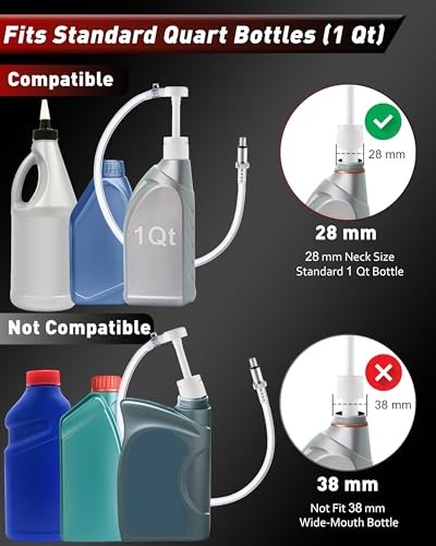 Fluid Pump for Standard Quart Bottles, 8cc Pump per Stroke, White, Quart Pump