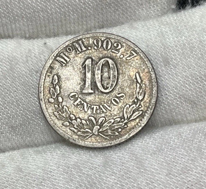 1890 Mexico 10 Centavos Silver Coin High Value #2