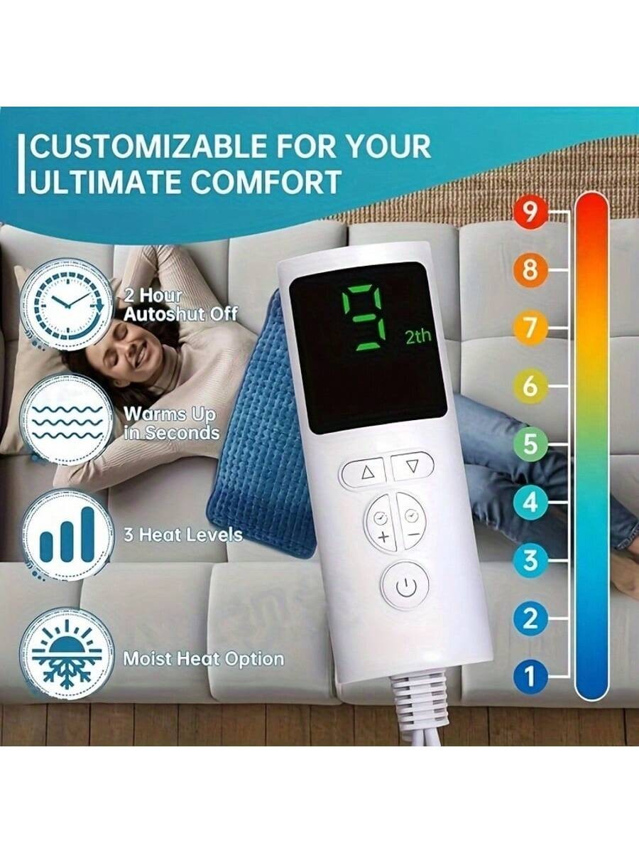 Heating Pad - Electric Heating Pads for Back,Neck, 9 Heat Settings & Moist Heat