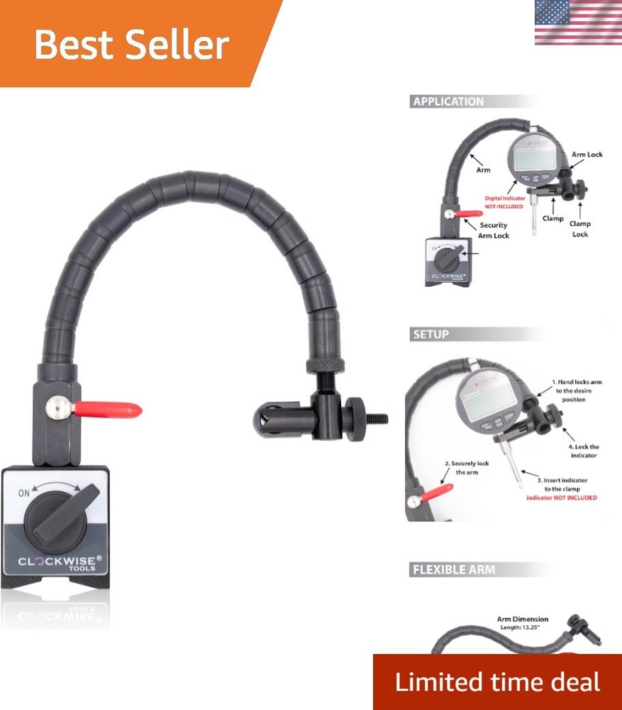 Powerful Magnetic Base with Adjustable Arm for Precision Dial Indicator Use