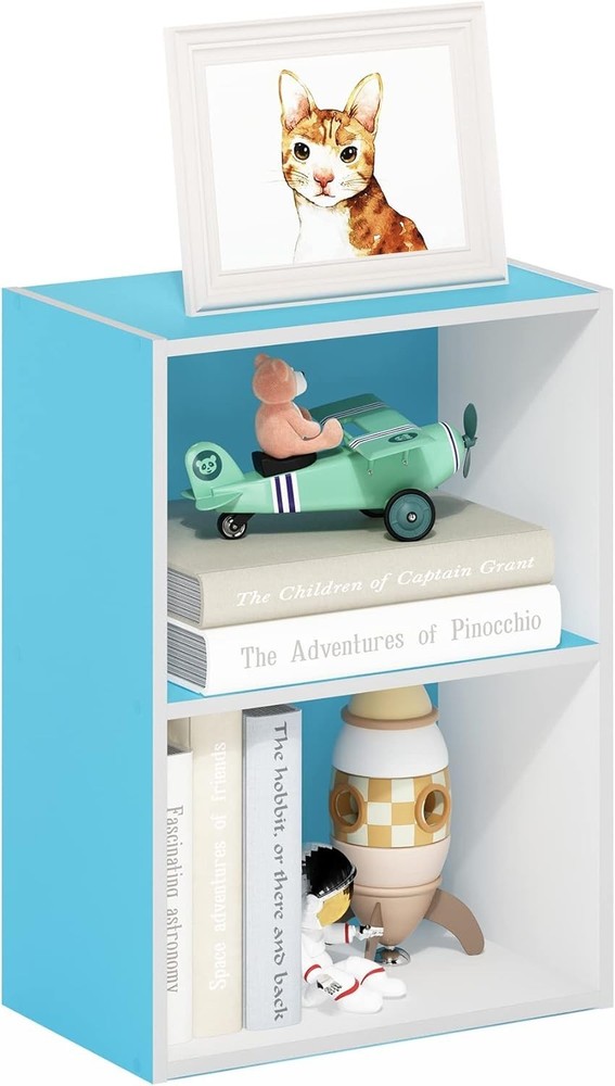 Luder Bookcase / Book / Storage 2-Tier Light Blue/White