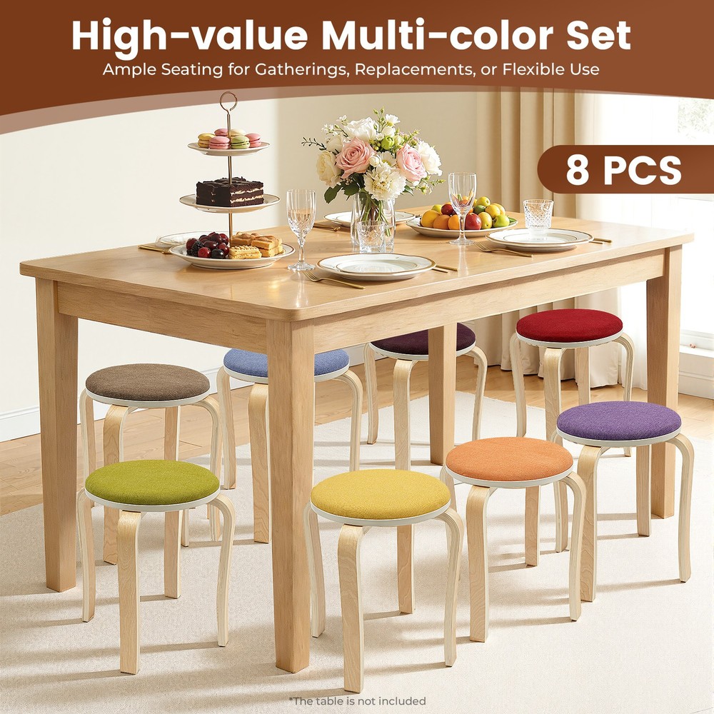 Stackable Stools, Stackable Round Stools, Set of 8 Stacking Wooden Stools NEW