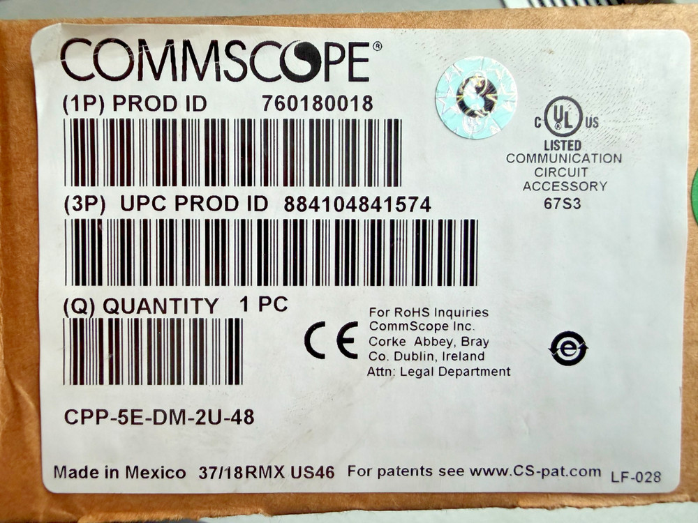 NEW CommScope CPP-5E-DM-2U-48 Cat5e 48 Port Patch Panel 760180018