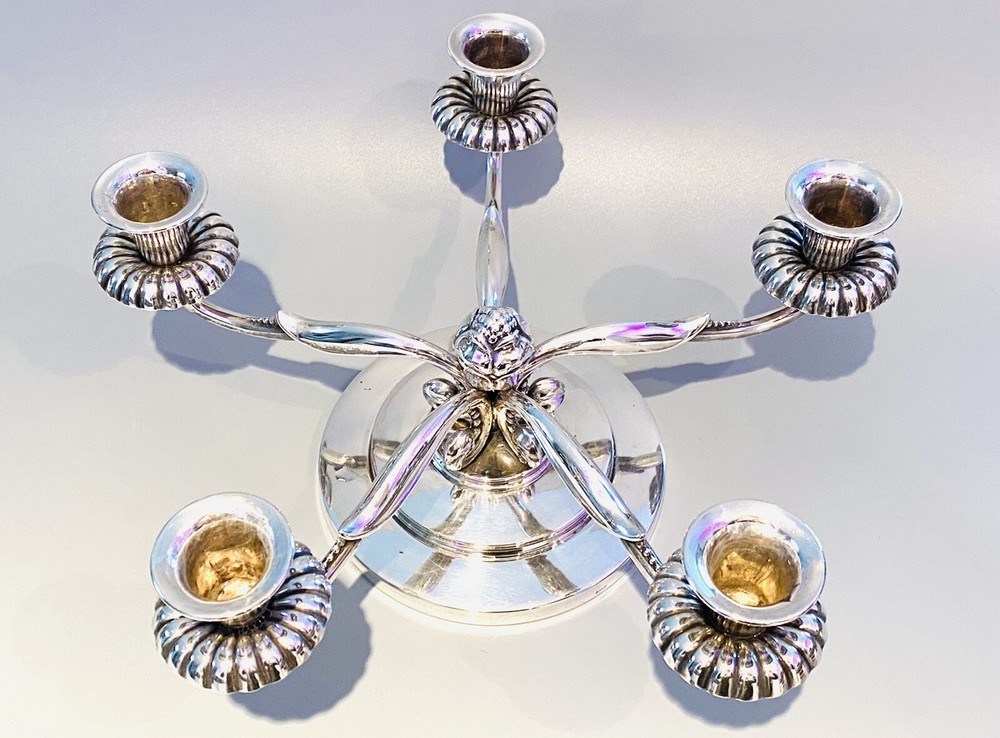 Stunning 830 Silver Danish Sterling Silver Five Arm Candelabra