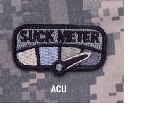 Milspec Monkey MSM Morale Patch Nylon - SUCK METER tab - ACU scheme Black NEW