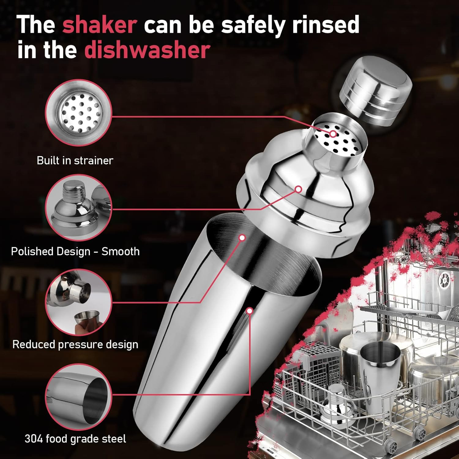 24Oz Cocktail Shaker Set Martini Shaker Set Bartender Set with Margarita Mixer D