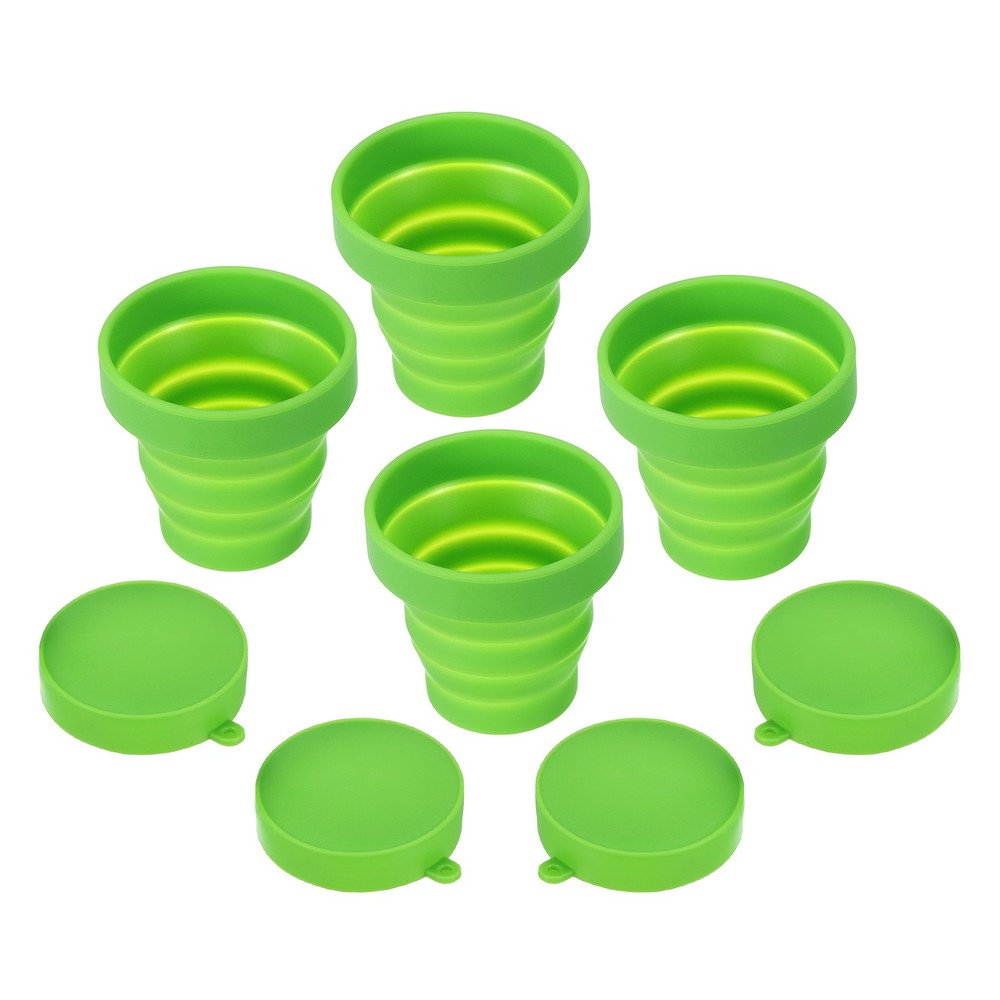 Folding water bottle, 4pcs 170mL folding water cup, green