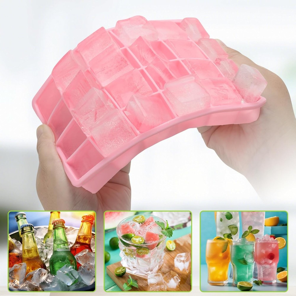 Silicone Ice Cube Tray, Easy Release Flexible Ice Cube Tray with Removable Lid,