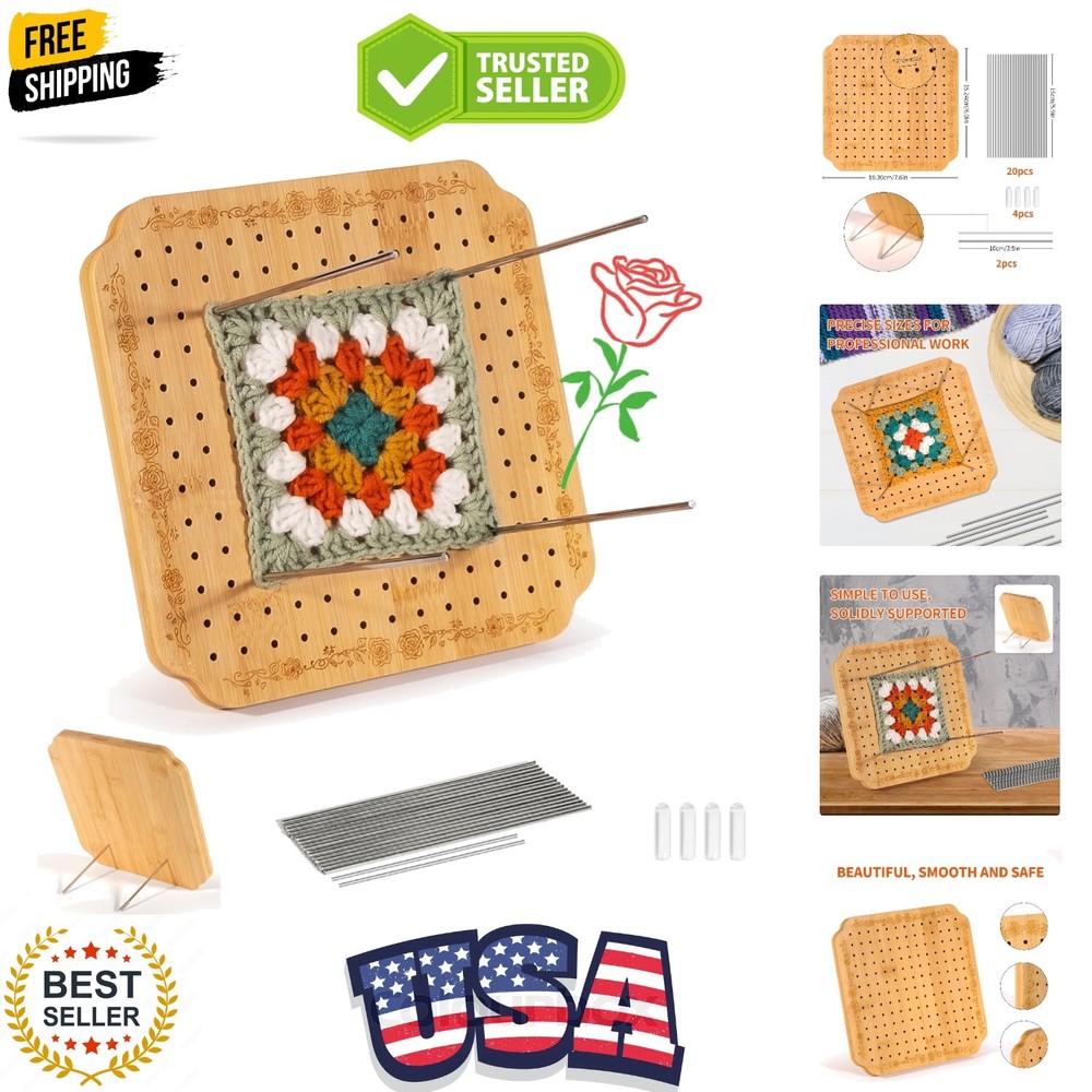 7.6 in Blocking Boards for Crochet Projects with Rose Pattern, Crochet Blocki...