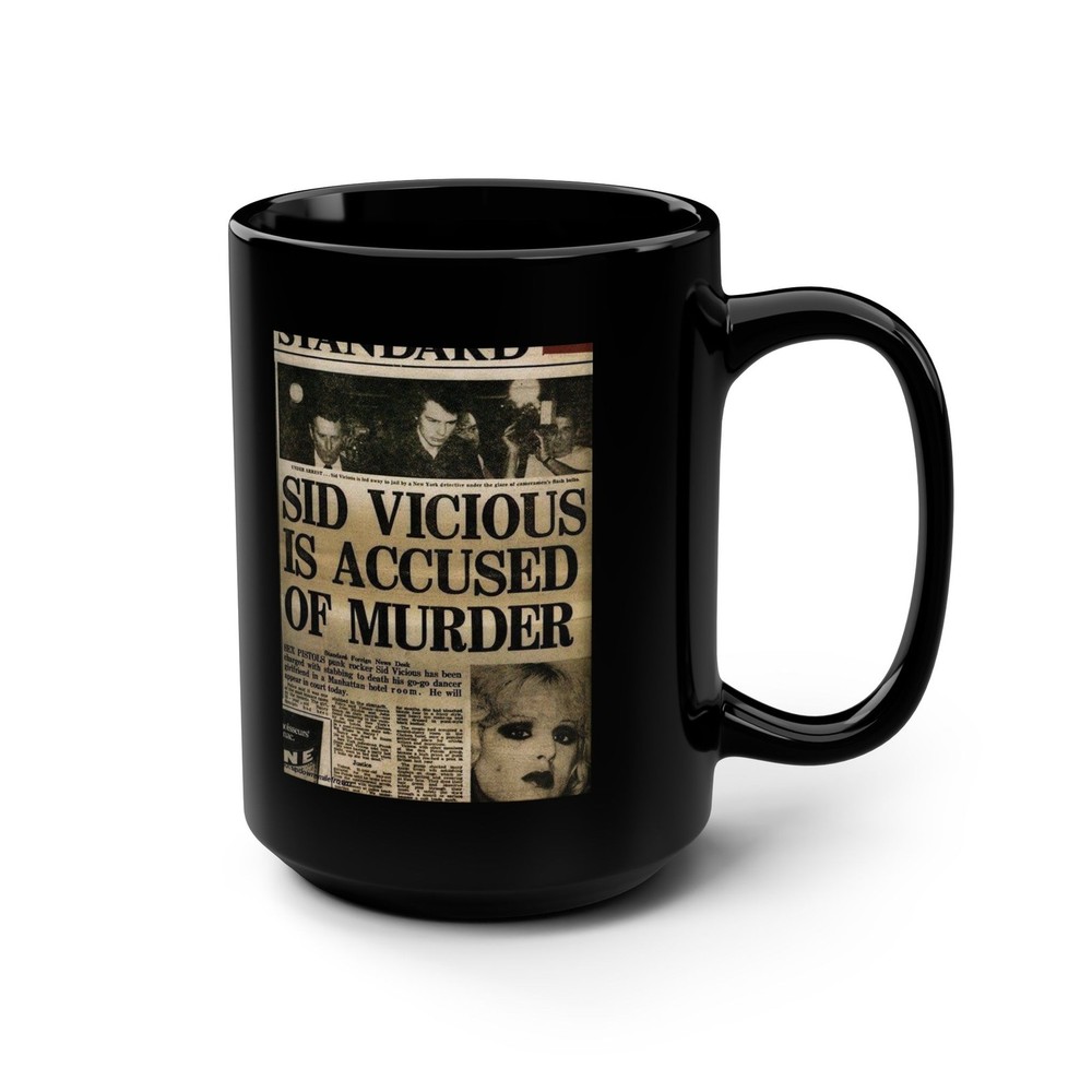 Sid Vicious Accused of Murder Black Mug 15oz
