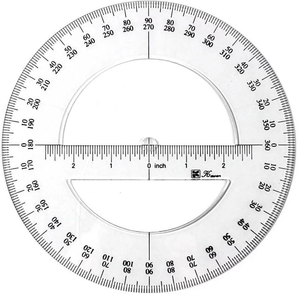 360 Degree Protractor Ruler, 6 Inch, round Circle Protractor for Math Geometry