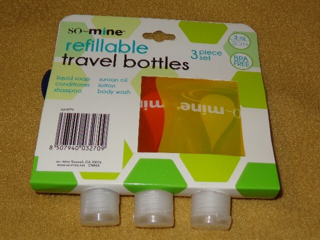 3 SO-mine Refillable Flat Pouch Travel Bottles Set, 3 OZ