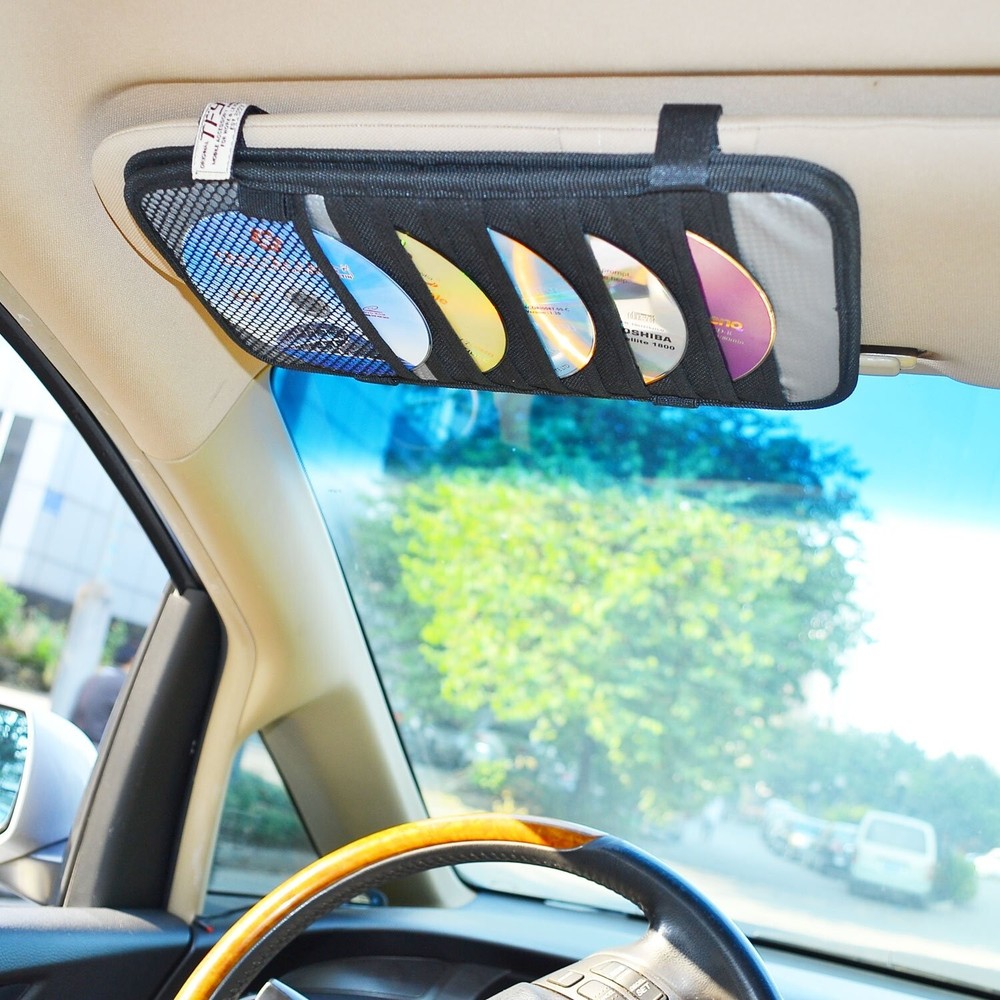 TFY Car Visor Organizer. Triple-Layer, 30 CD/DVD Disk Storage Holder - Black